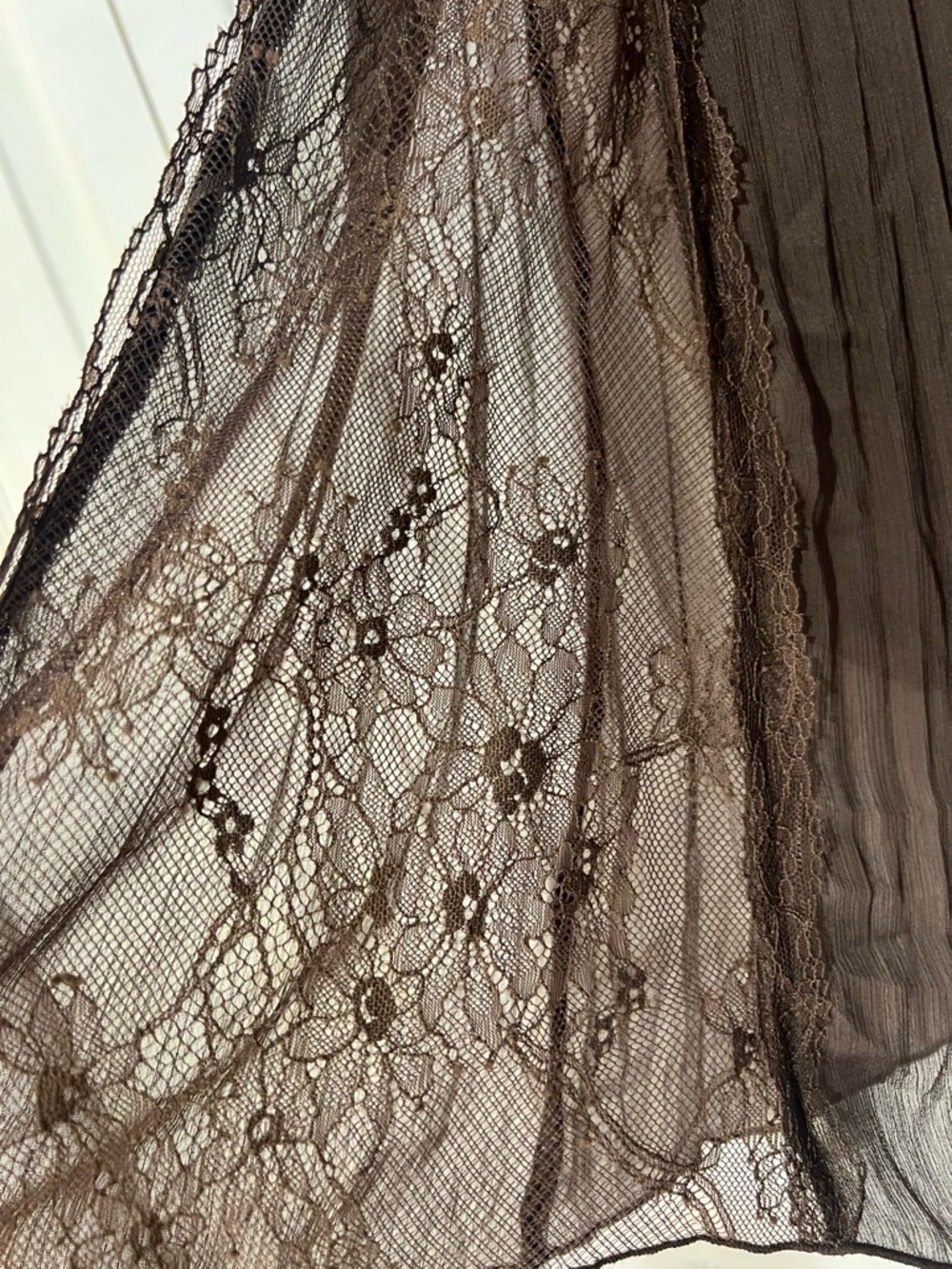 ZARA Lace Godet Chiffon Overlay Brown Maxi Elastic Waist Skirt. M NWT - Picture 13 of 16